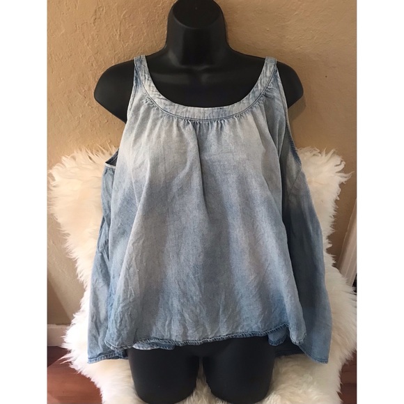 h&m limited edition size 10 light denim flowy top - Picture 1 of 8